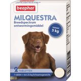 Beaphar Milquestra ontwormingsmiddel hond 5-50 kg 2 tabletten