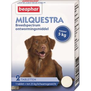 Beaphar Milquestra ontwormingsmiddel hond 5-50 kg 2 tabletten
