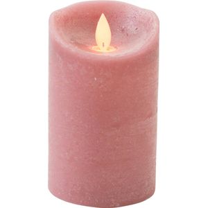 1x Antiek roze LED kaars / stompkaars 12,5 cm - Luxe kaarsen op batterijen met bewegende vlam