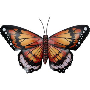 Intratuin tuin wanddecoratie vlinder oranje 20 x 34 x 1,5 cm