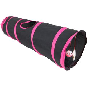 Boon kattenspeelgoed speeltunnel zwart / roze 85 x 25 cm