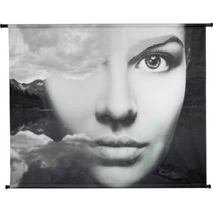 HD Collection wandkleed Gezicht zwart / wit 146 x 110 cm