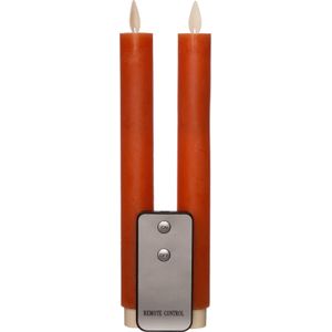 Anna's Collection LED dinerkaars met afstandsbediening oranje D 2,5 H 23 cm 2 stuks