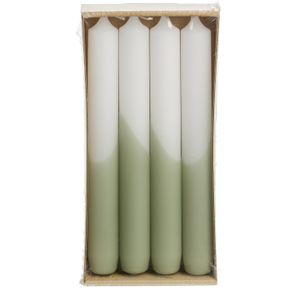 Luxe Dinerkaarsen Half Dipped - Rustik Lys - Tafelkaarsen - Tea Green Groen Wit - Set Van 4 Kaarsen - 2,15 x 19 cm