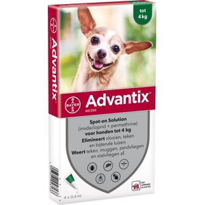 Advantix Spot-on 40 anti vlooien- en tekenmiddel 4 pipetten 1,5 - 4 kg