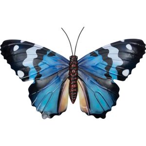 Intratuin tuin wanddecoratie vlinder blauw 20 x 34 x 1,5 cm