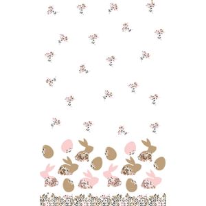 Duni tafelkleed Blooming Bunnies wit 138 x 220 cm