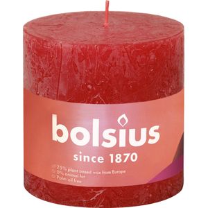 Bolsius stompkaars Rustiek Shine rood 62 uur D 10 H 10 cm