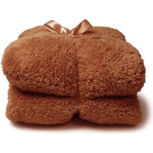 Unique Living fleece plaid 'Teddy' - 150x200cm - Leather Brown