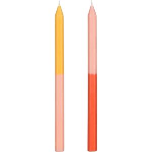 Mica Decorations dinerkaars Dip-dye geel / oranje 8 uur D 2,2 H 33 cm 2 stuks