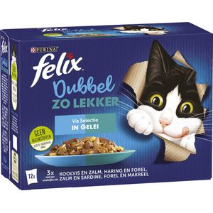 Felix kattenvoer in gelei Dubbel Zo Lekker vis adult 85 g 12 stuks