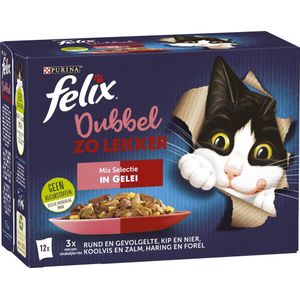 Felix kattenvoer in gelei Dubbel Zo Lekker Mix Selectie adult 85 g 12 stuks