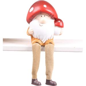 SID tuinbeeld kabouter Mr. Mushroom geel / rood / wit 9 x 6,5 x 10 cm