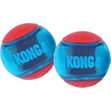 Kong hondenspeelgoed Squeezz Action bal large rood/blauw D 8 cm 2 stuks