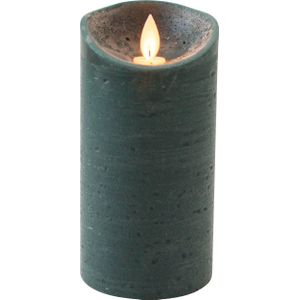 1x Antiek Groene LED Kaars / Stompkaars 15 cm - Luxe Kaarsen Op Batterijen met Bewegende Vlam