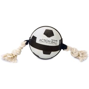 Beeztees hondenspeelgoed Action voetbal met touw wit D 12,5 cm