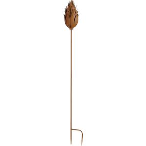 Mica Decorations tuinsteker bloem Julian oranje / bruin D 15 x H 100 cm