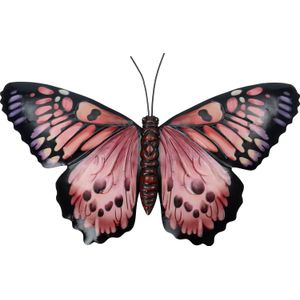 Intratuin tuin wanddecoratie vlinder roze 25 x 45 x 1,5 cm