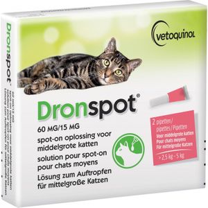 Dronspot ontwormingsmiddel kat middelgroot 2 stuks