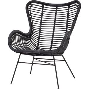 Intratuin - Oor - Loungestoel - Zwart - Wicker