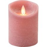 1x Antiek roze LED kaars / stompkaars 10 cm - Luxe kaarsen op batterijen met bewegende vlam