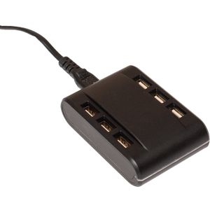 Anna's Collection oplaadstation USB met 6 ingangen zwart 15 x 16 x 4 cm