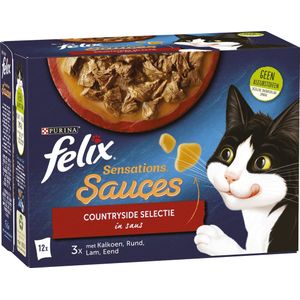 Felix kattenvoer in saus Sensations Sauces Countryside Selectie adult 85 g 12 stuks