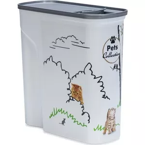Pethiy Opbergcontainerset Voor Kattenvoer En Snacks – Met Houten Deksels, Gecoat Koolstofstaal, Inclusief Schep – Retro Boerderijstijl – Wit – 2 Maten