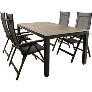 Tierra Outdoor 4 persoons diningset Briga grijs met Stelvio antraciet | 316 x 224 cm