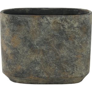TS - Bloempot - Grijs - Natuurlijk Materiaal - Ovaal 26 x 13 x 21 cm