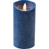 1x Donkerblauwe LED kaars / stompkaars 15 cm - Luxe kaarsen op batterijen met bewegende vlam