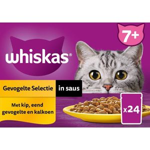 Whiskas kattenvoer in saus Gevogelte Selectie senior 85 gr 24 stuks