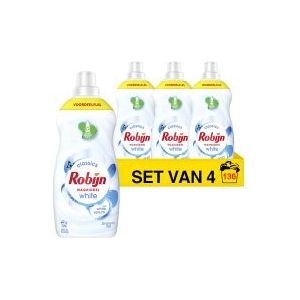 Robijn Klein & Krachtig vloeibaar wasmiddel Stralend Wit 1190 ml (4 flessen - 136 wasbeurten)