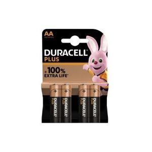 Duracell Plus 100% Extra Life AA / MN1500 / LR06 Alkaline Batterij (4 stuks)