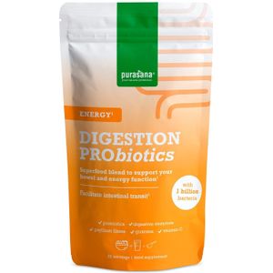 PURAGF02 - Digestion Pro Energy 140 g (Superfood mix met levende bacteriën, enzymen, vezels, rode biet, guarana en vitamine C. 20 porties van 7 g. Helpt tegen spijsverteringsproblemen en vermoeidheid. Verpakking voor Nederland.) -  Purasana