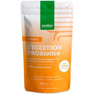 PURAGF02 - Digestion Pro Energy 140 g (Superfood mix met levende bacteriën, enzymen, vezels, rode biet, guarana en vitamine C. 20 porties van 7 g. Helpt tegen spijsverteringsproblemen en vermoeidheid. Verpakking voor Nederland.) -  Purasana