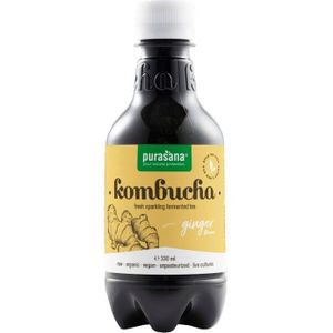 PURAKOM6 - Kombucha drink 'Fresh Ginger' 330 ml BIO - NL (BIO. Kombucha gember. 330ml, organic. Bevordert gezonde spijsvertering. Meer energie.) -  Purasana