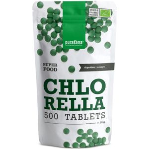 PURAEV07 - Chlorella 500 tablets (BIO & VEGAN. Chlorella supplement. 180 tabletten in zak. Helpt het lichaam ontgiften.) -  Purasana