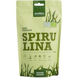 PURASG08 - Spirulina raw powder (BIO & VEGAN. Biologische spirulina uit India. 200 g. Rijk aan vitamine B, E & mineralen. Helpt vermoeidheid verminderen.) -  Purasana