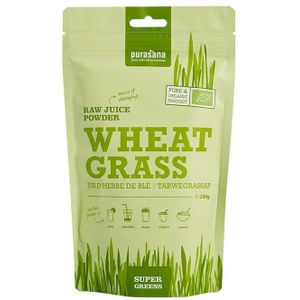 PURASG02 - Wheat grass raw juice powder (BIO & VEGAN. Koudgeperst tarwegrassappoeder. 200 g. Bron van enzymen goed voor de spijsvertering. Rijk aan de ontgifter chlorofyl.) -  Purasana