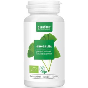 PURAPE54 - Ginkgo biloba (BIO & VEGAN. Ginkgo biloba. 70 capsules. Ondersteunt de bloedcirculatie, de cognitieve functies en het geheugen.) -  Purasana