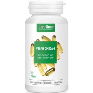 PURACH10 - Vegan omega-3 30 softgels (VEGAN. Omega-3 uit algen. 30 softgels. Draagt bij tot een normale functie van het hart, de hersenen en de ogen. Duurzaam alternatief voor visolie.) -  Purasana