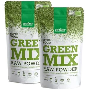 PURASU14DUO - Green mix (BIO & VEGAN. DUO Green Mix. 200 g. Met chlorella, spirulina, tarwegras en gerstegras.) -  Purasana