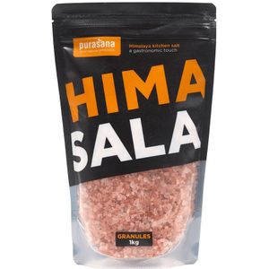 PURASA10 - Himasala keukenzout grof zak 1 kg (BIO. Himasala keukenzout grof zak. 1kg, organic en vegan. Unieke, lekkere en pure smaak. Niet geraffineerd of industrieel behandeld. Handige navulverpakking met grove korrel.) -  Purasana