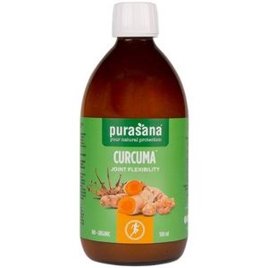 PURACL02 - Curcuma Joint flexibility (BIO. Curcuma joint flexibility (500 ml). Ondersteunt de gezondheid van de longen en de bovenste luchtwegen. Draagt bij tot soepele gewrichten. Helpt flexibiliteit en mobiliteit te behouden. Weerstandsbooster.) -  Purasana