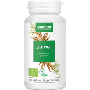 PURAPE74 - Shatavari 250 mg 60 Vcaps BIO (BIO & VEGAN. Shatavari supplement. 60 capsules. Helpt de menstruatiecyclus reguleren, omgaan met tijdelijke stress en bij energiebehoud.) -  Purasana