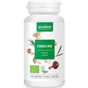 PURAPE57 - Funghi Mix 210 mg 60Vcaps BIO (BIO & VEGAN. Funghi. 60 capsules. Mix op basis van 6 paddenstoelen met reishi goed voor de natuurlijke afweer.) -  Purasana
