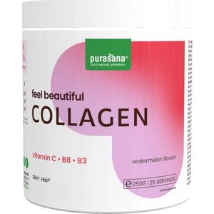 PURACOL1 - Beauty collagen watermelon (Purasana collageenpoeder met watermeloensmaak. Bevat vitamine C, B3 & B8. Draagt bij tot de instandhouding van normaal haar & normale huid.) - Purasana