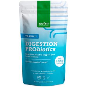 PURAGF01 - Digestion Pro Transit 140 g (Superfood mix met levende bacteriën, enzymen, vezels en gember. 20 porties van 7 g. Ondersteunt gezonde darmen & een sterke immuniteit. Verpakking voor Nederland.) -  Purasana