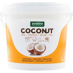 PURAKO02 - Kokosolie ontgeurd 2000 ml (BIO. Huile de coco désodorisée. 2000 ml, bio et vegan. Aucune odeur ni goût de noix de coco. Frire, cuire, rôtir et wok de manière saine.) -  Purasana